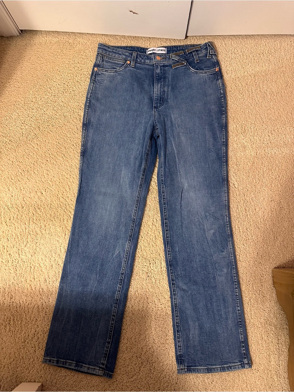 STAUD X Wrangler Straight Leg Jeans - Blue